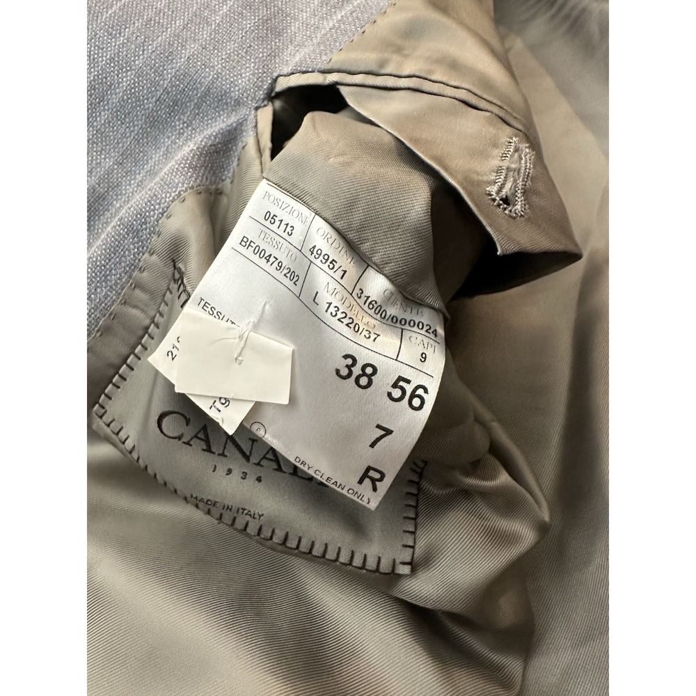 Canali Suit Mens 56 38R Gray Pin Stripe Wool 2 Piece Italy - Picture 4 of 16